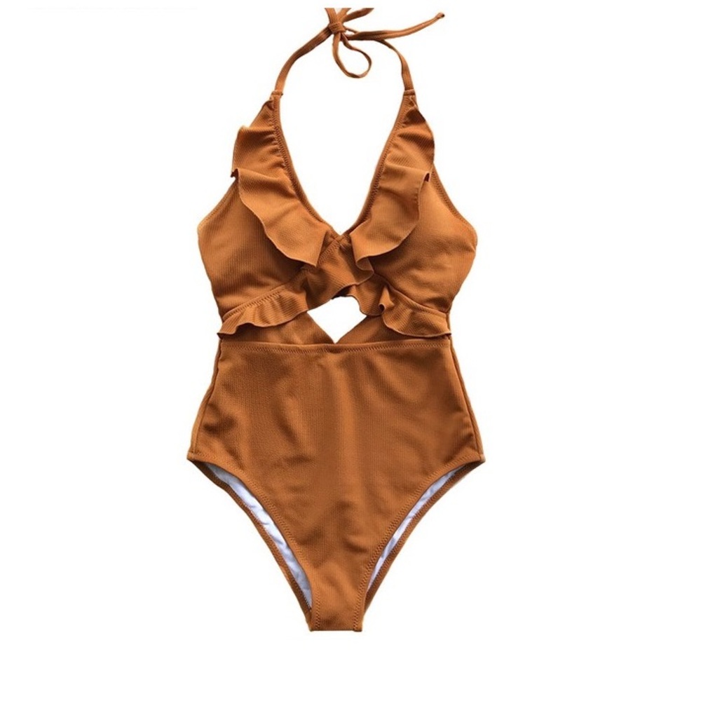 Cupshe orange ruffle one piece bathingsuit